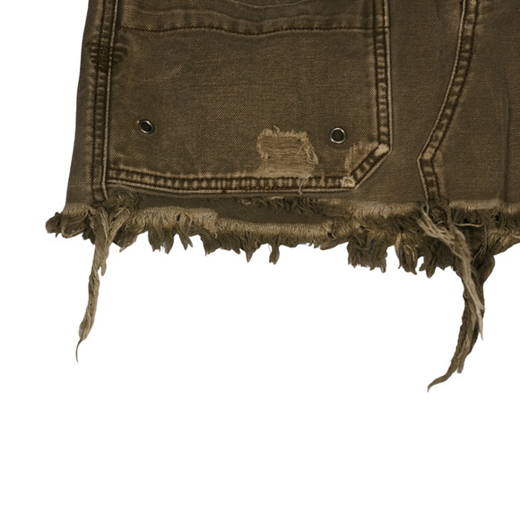 Free People Mini Skirt Womens 26 28 Heavy Denim 100% Cotton Fray Distressed Boho - Picture 5 of 10